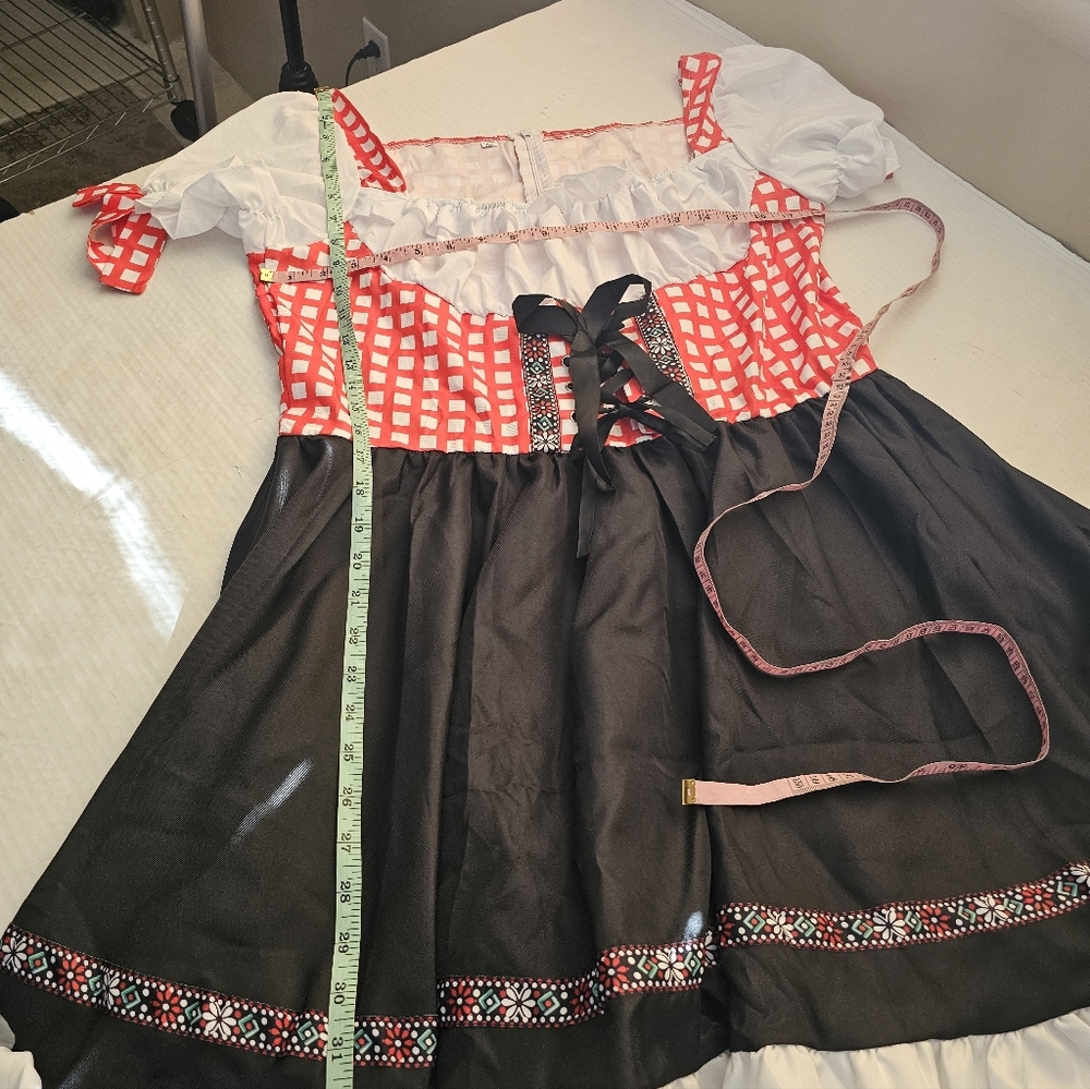 Ocktoberfest / Barvarian Red and White Checkered Dirndl Dress Size XL - Picture 5 of 8